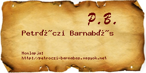 Petróczi Barnabás névjegykártya